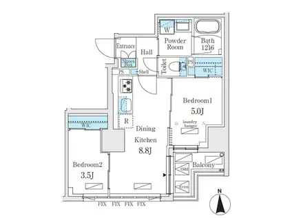ジオエント秋葉原(2DK/10階)の間取り写真