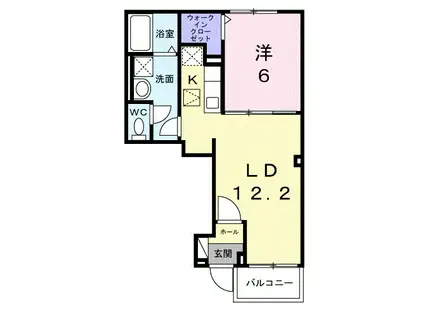 ヒカルサ小平栄町(1LDK/1階)の間取り写真