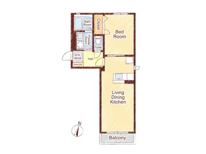 シティパル荏隈 A・B棟(1LDK/1階)の間取り写真