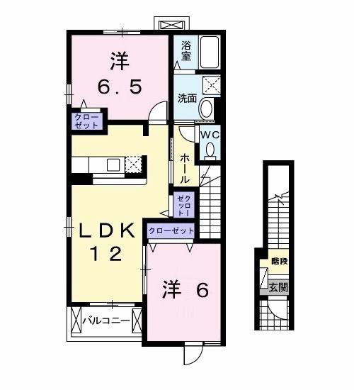 プラシード(2LDK/2階)の間取り写真