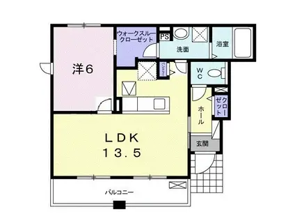 カープI(1LDK/1階)の間取り写真