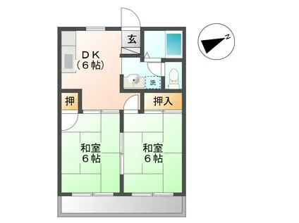 シティハイツ愛(2DK/2階)の間取り写真