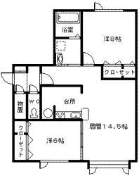 イリス25(2LDK/2階)の間取り写真