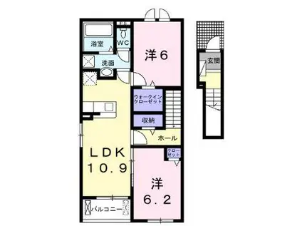 ライフランドD(2LDK/2階)の間取り写真