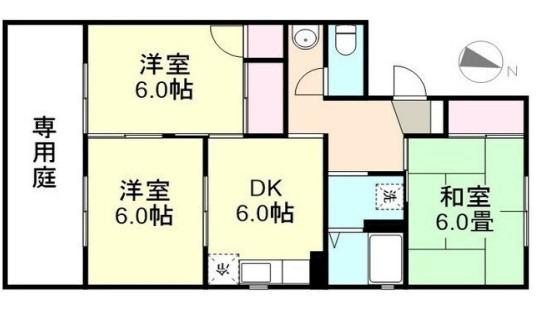 NEW QUEST B棟(3DK/1階)の間取り写真
