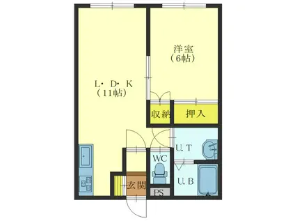 レジェンド五稜郭(1LDK/1階)の間取り写真