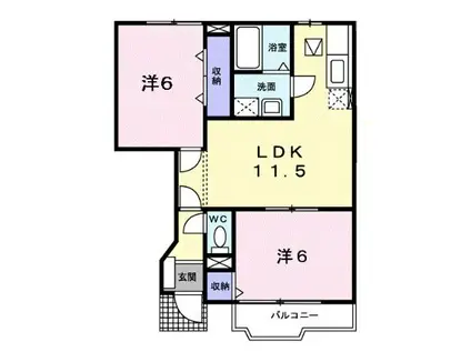 メゾン・リトルブリッジ(2LDK/1階)の間取り写真