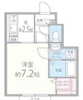 クローバーヒルズ(1K/1階)の間取り写真