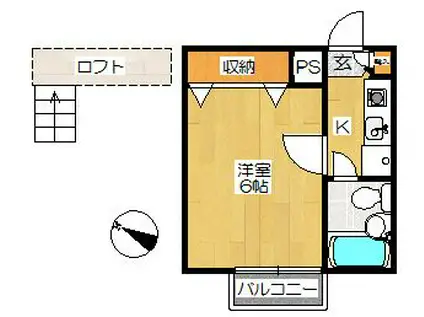 ジュネパレス千葉第31(1K/2階)の間取り写真