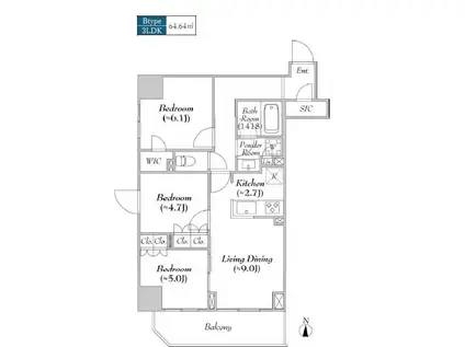 ASMACI MAISON両国II(3LDK/7階)の間取り写真