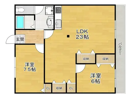レオハイム木屋(2LDK/5階)の間取り写真