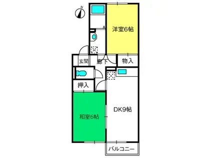 ハイツ・リヴァ―サイド(2DK/2階)の間取り写真