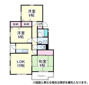 バウムコートC棟(3LDK/1階)の間取り写真