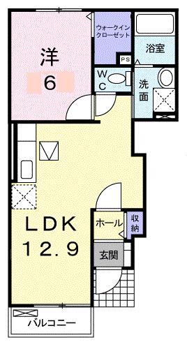 サンリット悠(1LDK/1階)の間取り写真