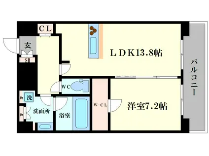 SPLENDIDE NAMBAIII(1LDK/15階)の間取り写真