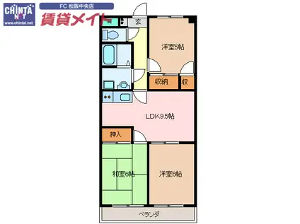 ロイヤルゆき(3LDK/1階)の間取り写真