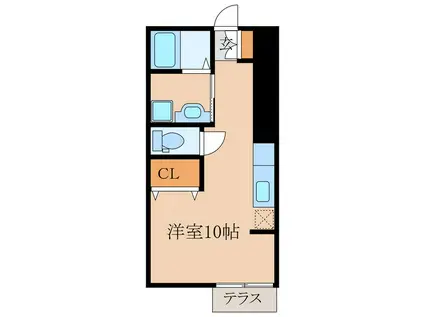 ウエストガーデンヒルB棟(ワンルーム/1階)の間取り写真