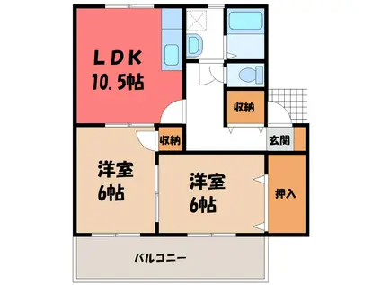 ベル・シャーレB(2LDK/2階)の間取り写真