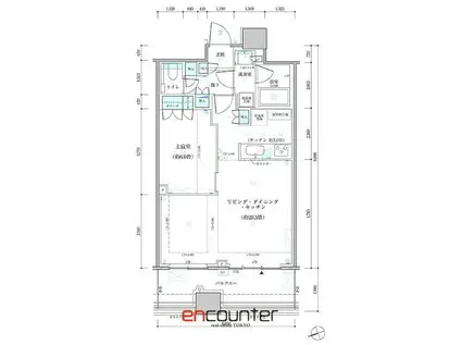 パークタワー勝どき サウス棟(1LDK/14階)の間取り写真