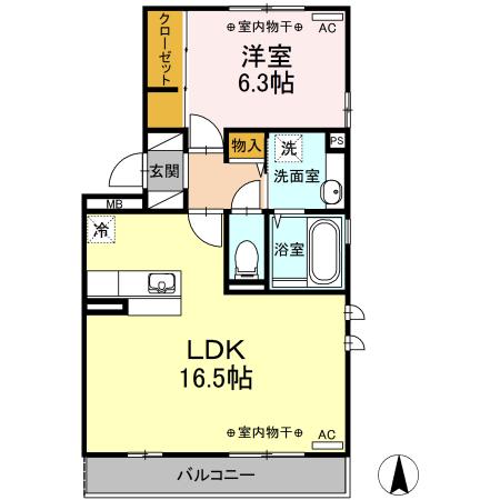 グローリアス III(1LDK/3階)の間取り写真