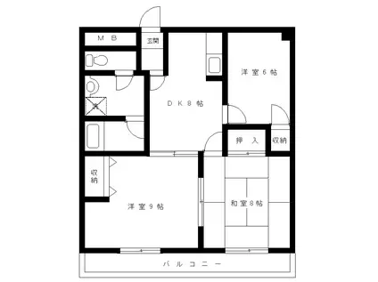 ビアン本間(3DK/2階)の間取り写真