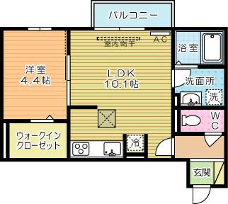 トレス若園館(1LDK/1階)の間取り写真