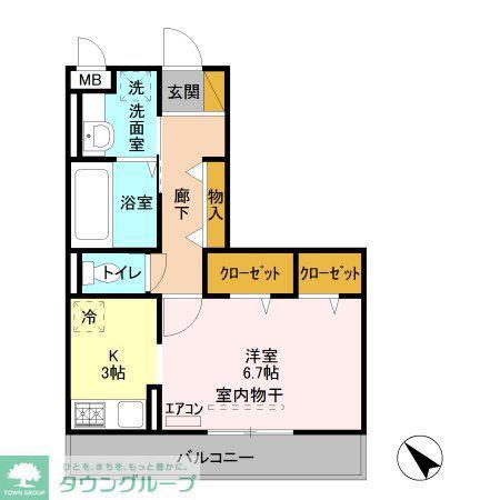 コリーヌオッツ(1K/2階)の間取り写真