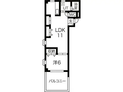 タウンパークS(1LDK/5階)の間取り写真