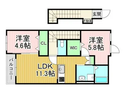 フィラーレ藤(2LDK/2階)の間取り写真