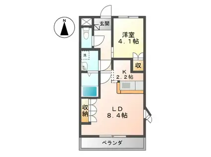 ラ・ティエラ(1LDK/1階)の間取り写真