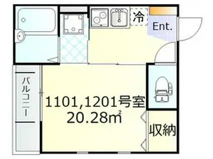 フリージア西小山(1K/1階)の間取り写真