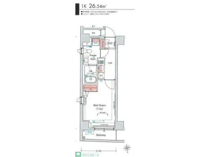 エストゥルース東高円寺(1K/4階)の間取り写真