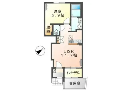 アヴェニール(1LDK/1階)の間取り写真