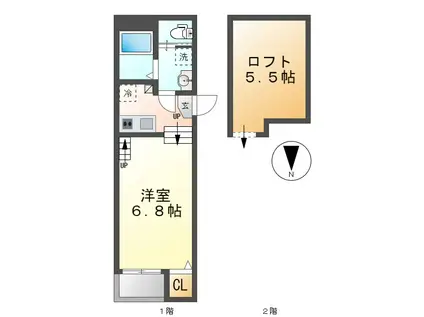ハーモニーテラス野田Ⅲ(1K/1階)の間取り写真