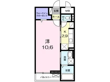 カーサ・フェリーチェ(1K/1階)の間取り写真