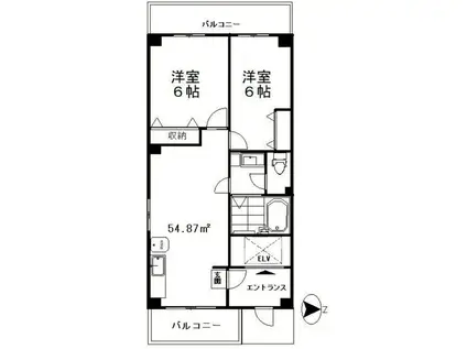 浅井第5ビル(2LDK/8階)の間取り写真