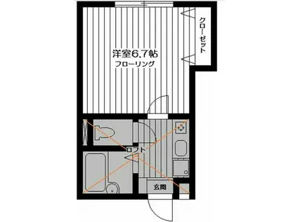 アザレ読売ランドA棟(1K/1階)の間取り写真