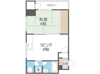 リベルティ大通(1LDK/4階)の間取り写真