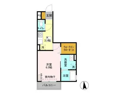 プリサージュ(1K/1階)の間取り写真