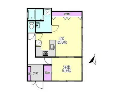 ヒカリハイツ(1LDK/1階)の間取り写真