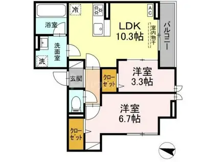 グランメール(2LDK/3階)の間取り写真