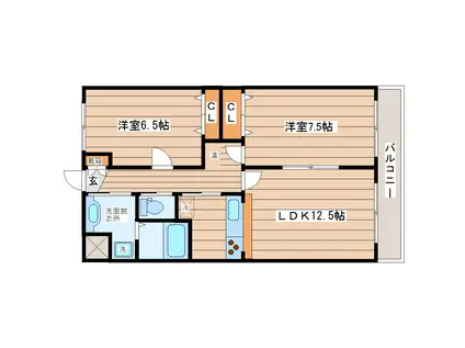 スカイコート(2LDK/6階)の間取り写真