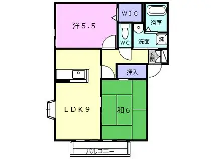 ハイツジュエイユーII A棟(2LDK/2階)の間取り写真