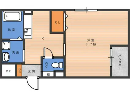 グローパレス鷹合(1K/3階)の間取り写真