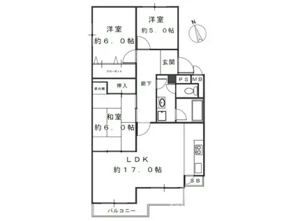 アビテ諏訪森(3LDK/3階)の間取り写真