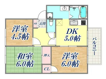 フレグランス妙法寺(3DK/2階)の間取り写真