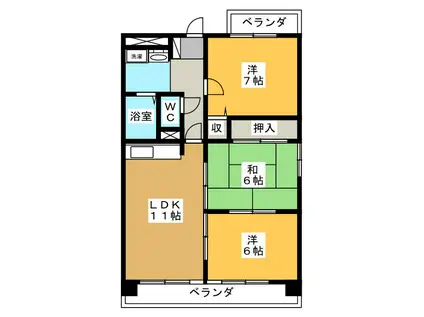 ソシア沢上(3LDK/4階)の間取り写真