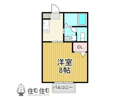 ビラージ京町(ワンルーム/2階)の間取り写真