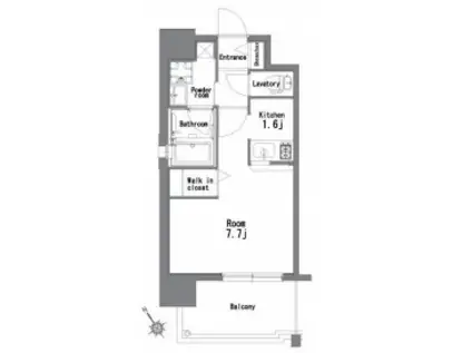 エンクレスト祇園Ⅱ(1K/3階)の間取り写真