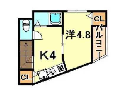 MT.ハウスⅠ(1K/2階)の間取り写真